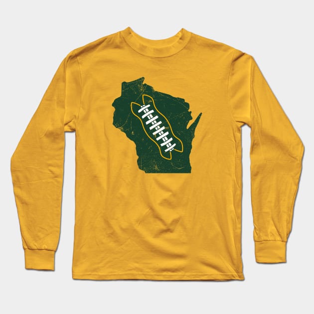 Wisconsin Football, Retro - Gold Long Sleeve T-Shirt by KFig21